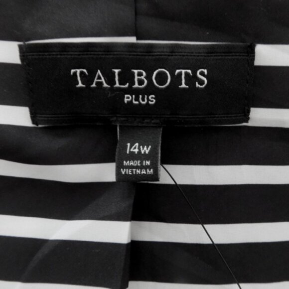 Talbots Cotton blend jacket 14W White fringe trim No collar Pockets Lined - Picture 3 of 4